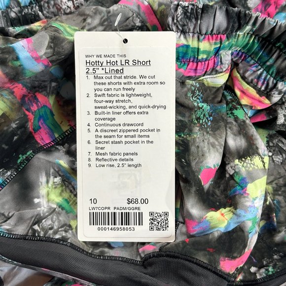 New Lululemon Hotty Hot Shorts Low-Rise Lined 2.5" PADM/GGRE Paint Strokes 8 10 - Picture 9 of 9